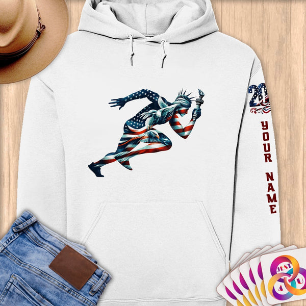 Physical Item S / White Patriotic Liberty Runner~Limited Edition 2024 "USA Excellence" ~ Personalized Premium Hoodie