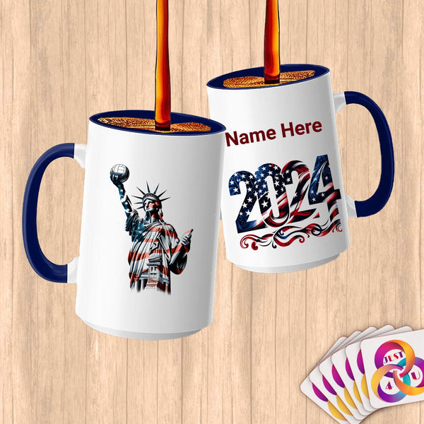 Physical Item 15oz / Blue Patriotic Volleyball ~Limited Edition 2024 "USA Excellence" ~ Customized Large 15oz Mug