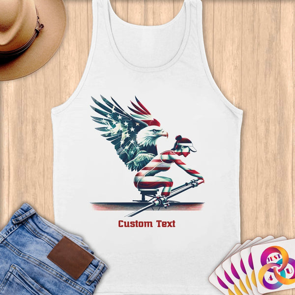 Physical Item S / White Rowing Stripes~Limited Edition 2024 "USA Excellence" ~ Customizable Supersoft Tank Top