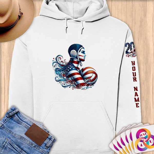 Physical Item S / White Water Polo Pride ~ Limited Edition 2024 "USA Excellence" ~ Personalized Premium Hoodie
