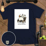 T-shirt with illustration of panda drinking from beer bottle and text "Zero Plans. One Six-Pack."