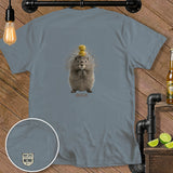 Porcupine holding a skewer of olives with 