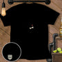 Black t-shirt with a line drawing of a dog, bone, and heart.