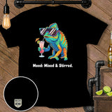 Chameleon wearing sunglasses drinks a pink cocktail with text 