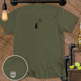 Olive green t-shirt with penguin graphic and 