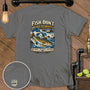 Gray t-shirt with a walleye, Great Lakes map, and text "Fish Don't Read Maps."