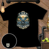 Black t-shirt featuring a circular graphic with 