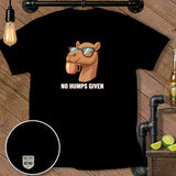Cartoon camel wearing sunglasses holds a coffee mug with text 