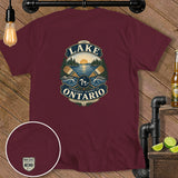 Maroon t-shirt with a graphic of 