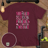 Maroon t-shirt with 