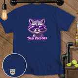 Navy t-shirt with a raccoon wearing headphones and sunglasses, reading 