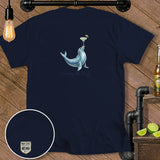 Navy t-shirt with a seal balancing a cocktail and 
