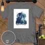 Gray t-shirt with wolf howling at a martini, text "Cry Me a Booze".