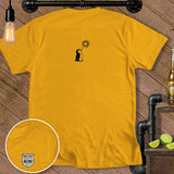 Yellow t-shirt with a penguin graphic and 