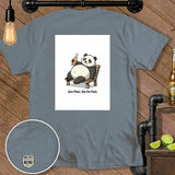 Illustration of a panda with a beer and the text 