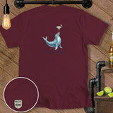 Maroon t-shirt with a seal balancing a margarita and text 