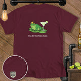 Frog wearing a crown with margarita and text 