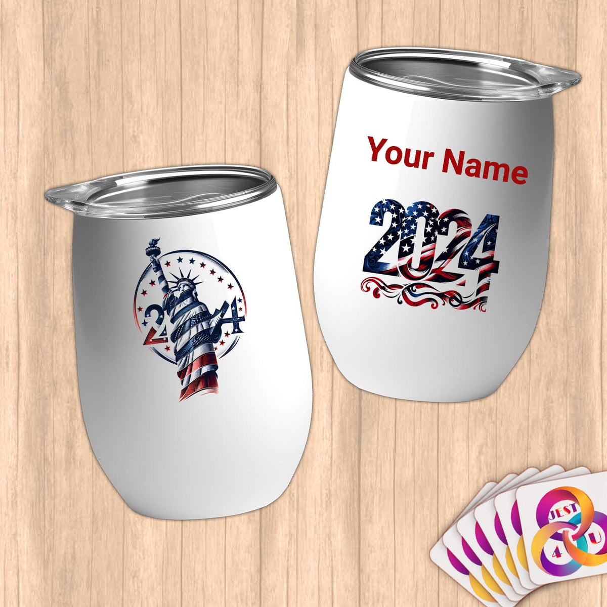 Physical Item 12 oz / White 2024 Glory~Limited Edition 2024 "USA Excellence" ~ Customizable 12oz Wine Tumbler with Lid