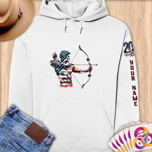 Physical Item S / White American Archer ~Limited Edition 2024 "USA Excellence" ~ Personalized Premium Hoodie