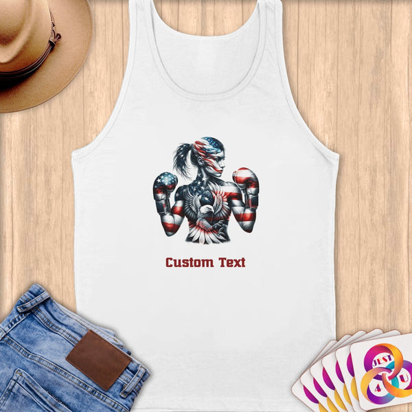 Physical Item S / White American Boxing Eagle~Limited Edition 2024 "USA Excellence" ~ Customizable Supersoft Tank Top