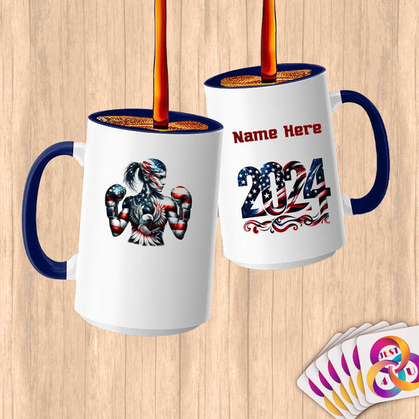 Physical Item 15oz / Blue American Boxing Eagle~Limited Edition 2024 "USA Excellence" ~ Customized Large 15oz Mug
