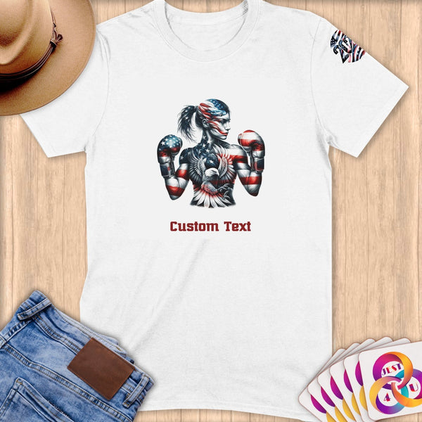Physical Item S / White American Boxing Eagle~Limited Edition 2024 "USA Excellence" ~ Personalized Softstyle T-Shirt