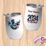 Physical Item 12 oz / White American Eagle Athlete~Limited Edition 2024 "USA Excellence" ~ Customizable 12oz Wine Tumbler with Lid