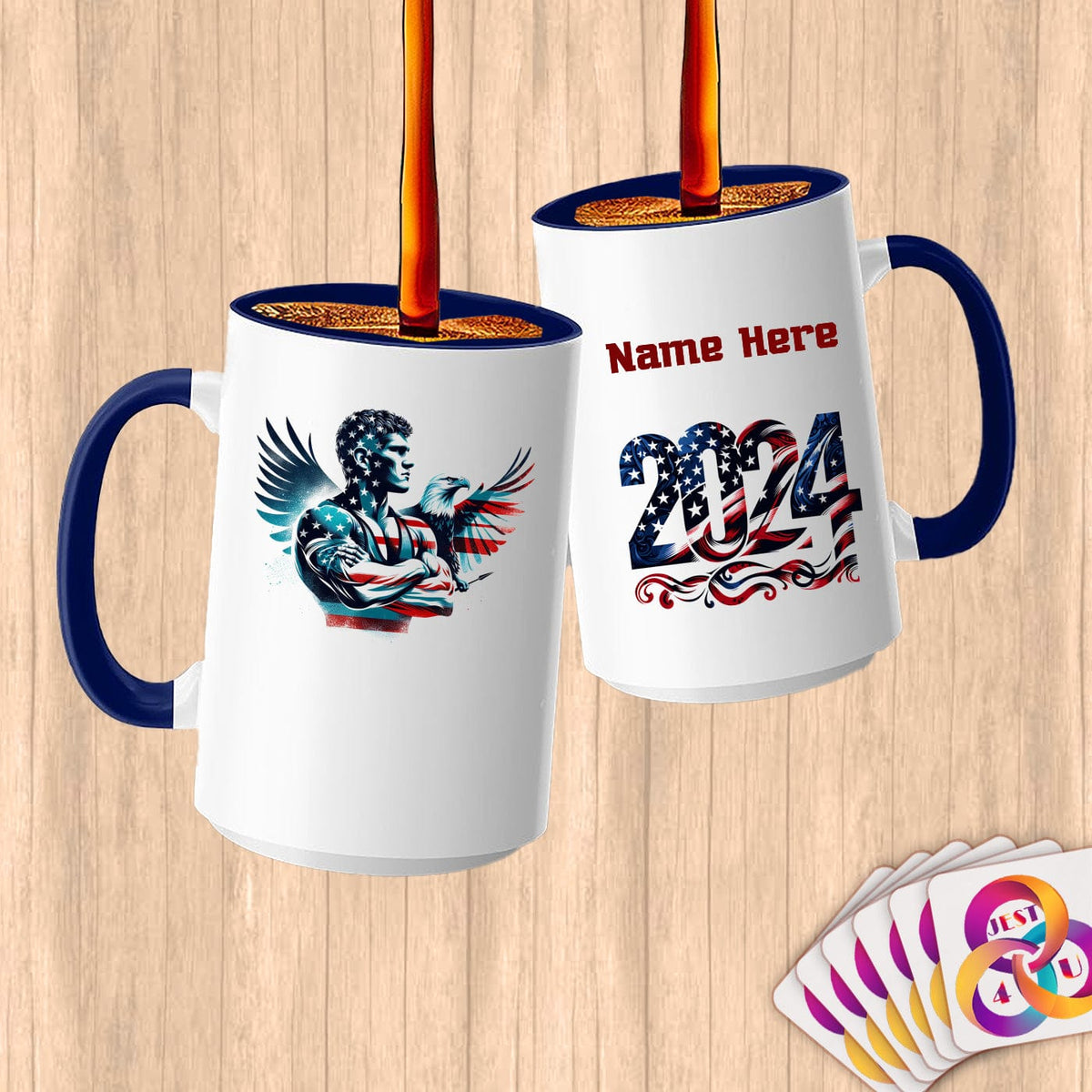 Physical Item 15oz / Blue American Eagle Athlete~Limited Edition 2024 "USA Excellence" ~ Customized Large 15oz Mug