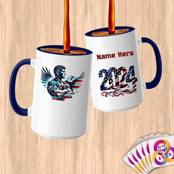 Physical Item 15oz / Blue American Eagle Athlete~Limited Edition 2024 "USA Excellence" ~ Customized Large 15oz Mug