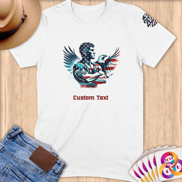 Physical Item S / White American Eagle Athlete~Limited Edition 2024 "USA Excellence" ~ Personalized Softstyle T-Shirt