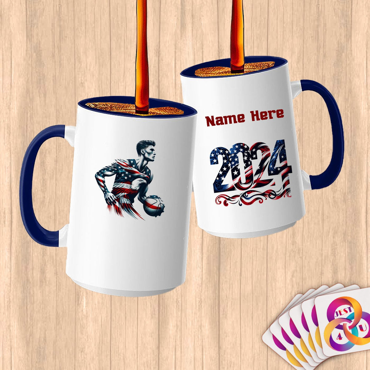 Physical Item 15oz / Blue American Eagle Basketball~Limited Edition 2024 "USA Excellence" ~ Customized Large 15oz Mug