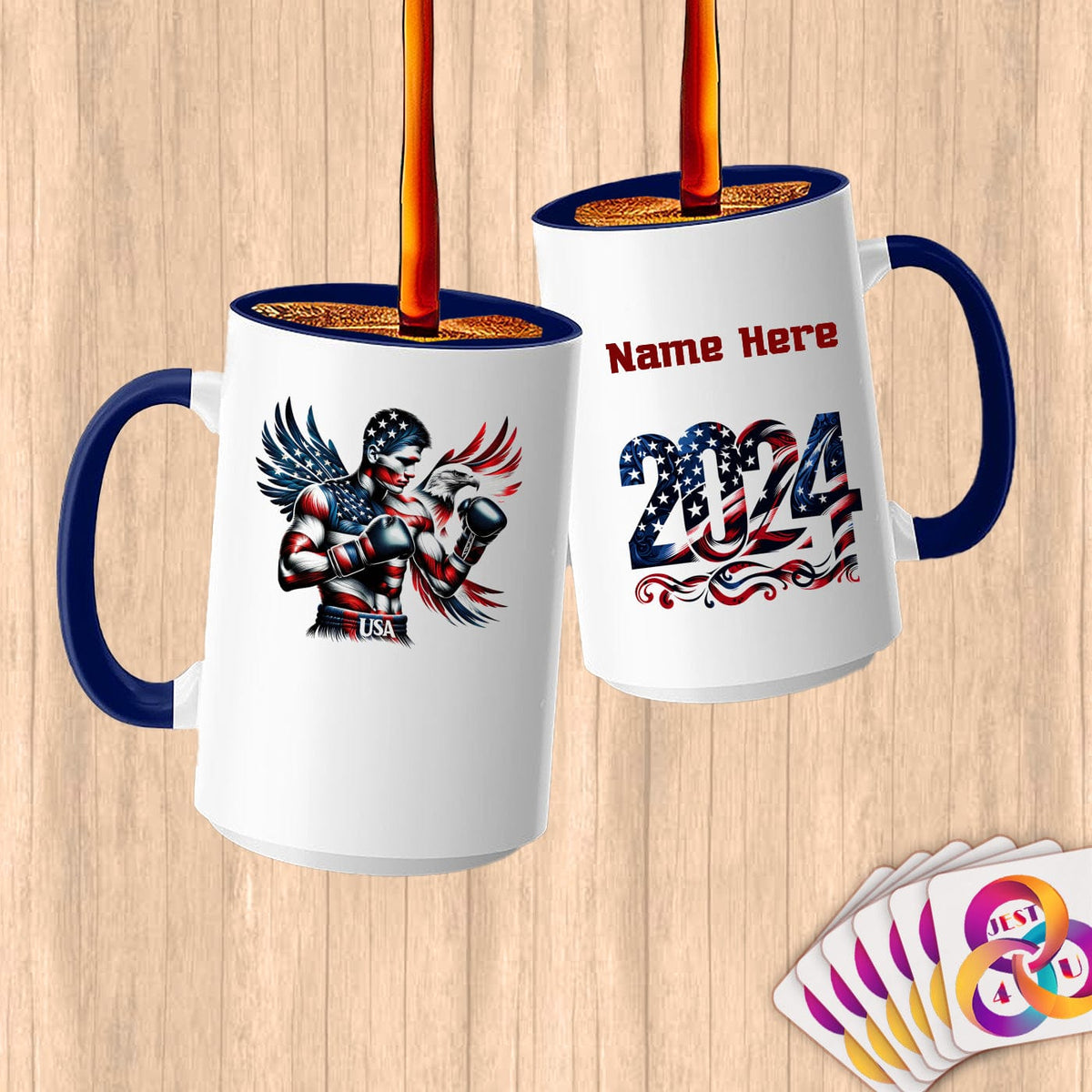 Physical Item 15oz / Blue American Eagle Boxer~Limited Edition 2024 "USA Excellence" ~ Customized Large 15oz Mug