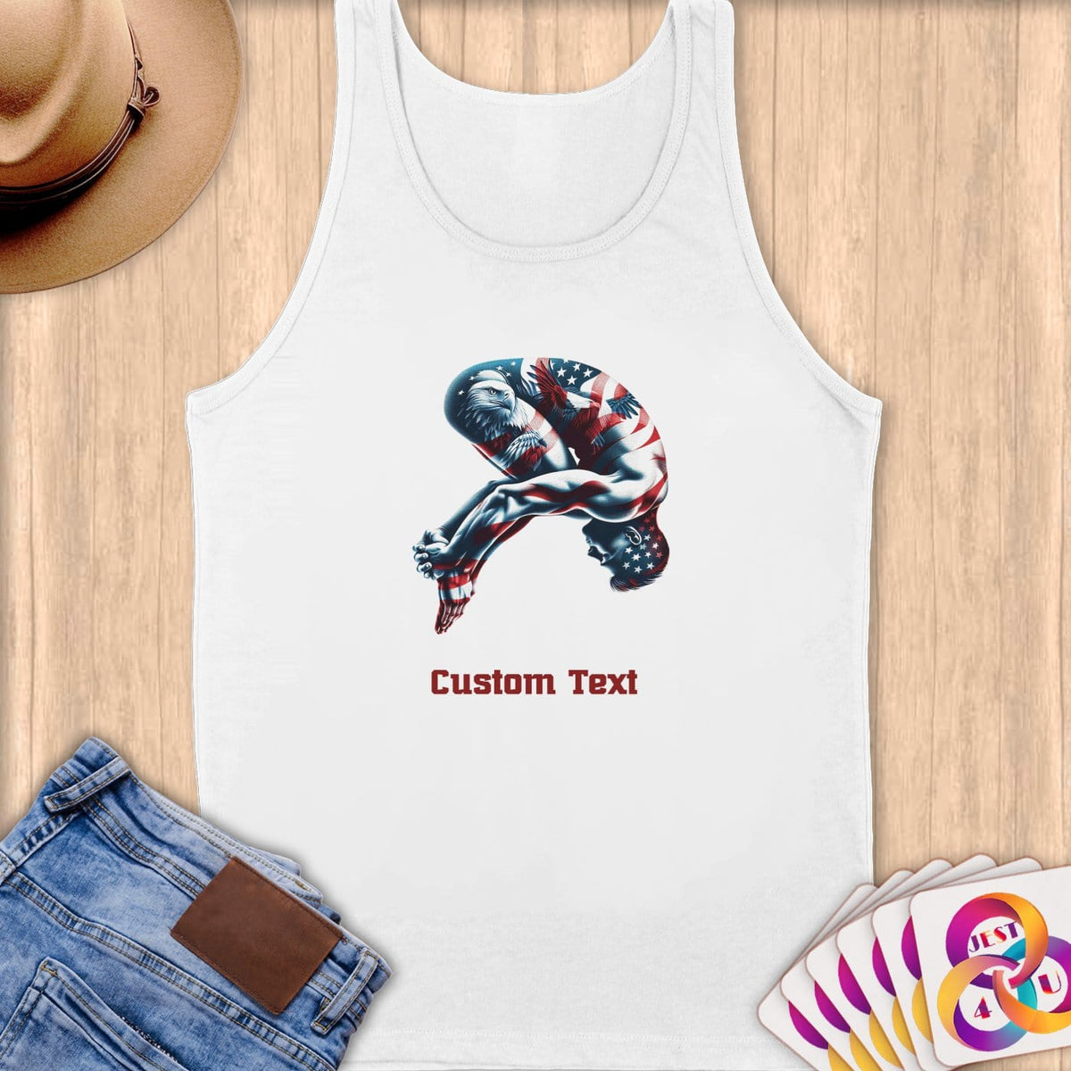 Physical Item S / White American Eagle Diving~Limited Edition 2024 "USA Excellence" ~ Customizable Supersoft Tank Top