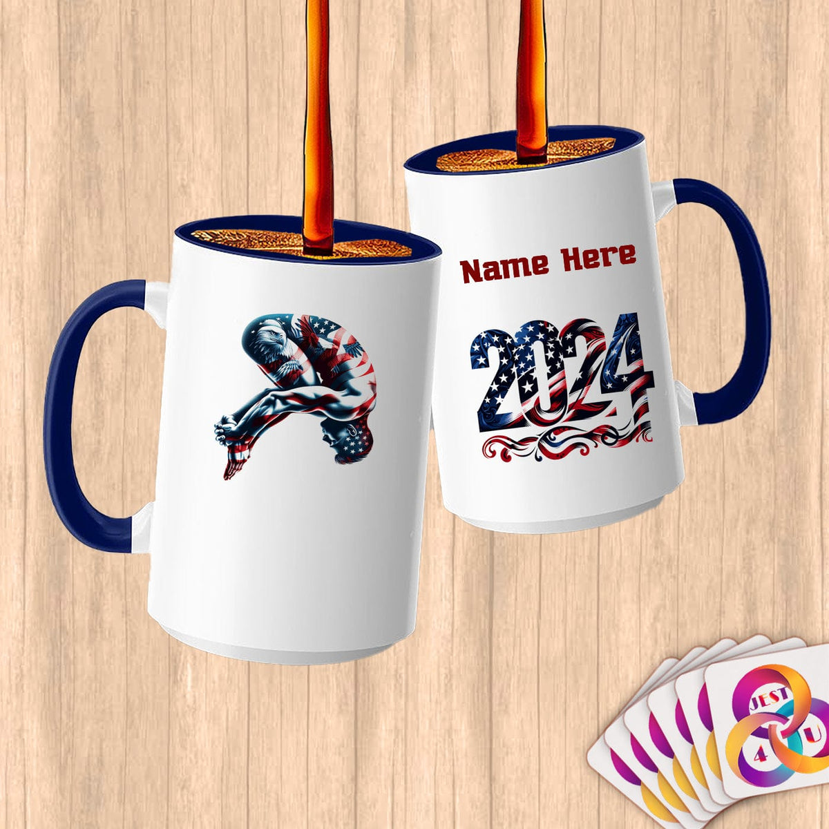 Physical Item 15oz / Blue American Eagle Diving~Limited Edition 2024 "USA Excellence" ~ Customized Large 15oz Mug