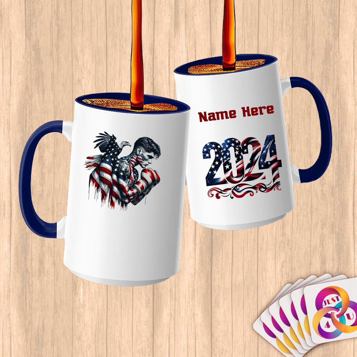 Physical Item 15oz / Blue American Eagle Flag Boxing~Limited Edition 2024 "USA Excellence" ~ Customized Large 15oz Mug