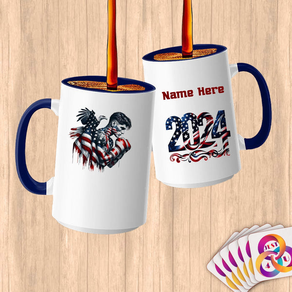 Physical Item 15oz / Blue American Eagle Flag Boxing~Limited Edition 2024 "USA Excellence" ~ Customized Large 15oz Mug