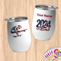 Physical Item 12 oz / White American Eagle Gymnast~Limited Edition 2024 "USA Excellence" ~ Customizable 12oz Wine Tumbler with Lid