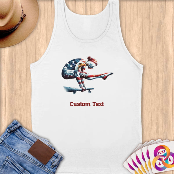 Physical Item S / White American Eagle Gymnast~Limited Edition 2024 "USA Excellence" ~ Customizable Supersoft Tank Top
