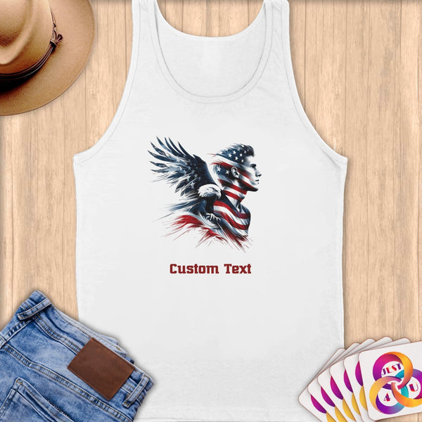 Physical Item S / White American Eagle Patriotic~Limited Edition 2024 "USA Excellence" ~ Customizable Supersoft Tank Top