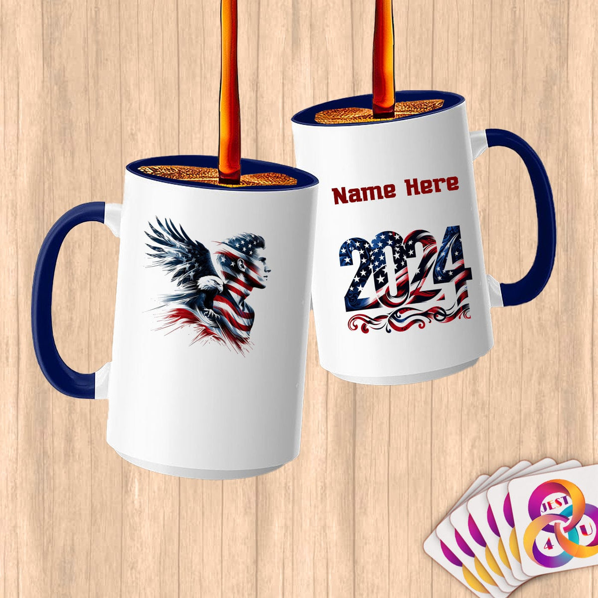 Physical Item 15oz / Blue American Eagle Patriotic~Limited Edition 2024 "USA Excellence" ~ Customized Large 15oz Mug