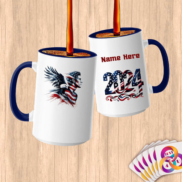 Physical Item 15oz / Blue American Eagle Patriotic~Limited Edition 2024 "USA Excellence" ~ Customized Large 15oz Mug
