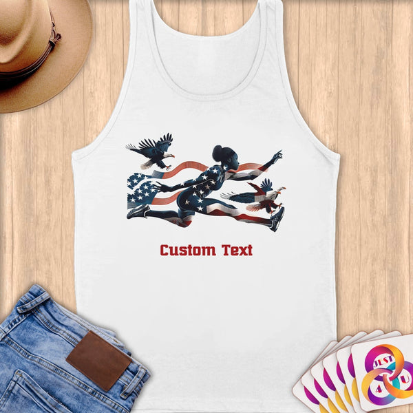 Physical Item S / White American Eagle Soars ~Limited Edition 2024 "USA Excellence" ~ Customizable Supersoft Tank Top
