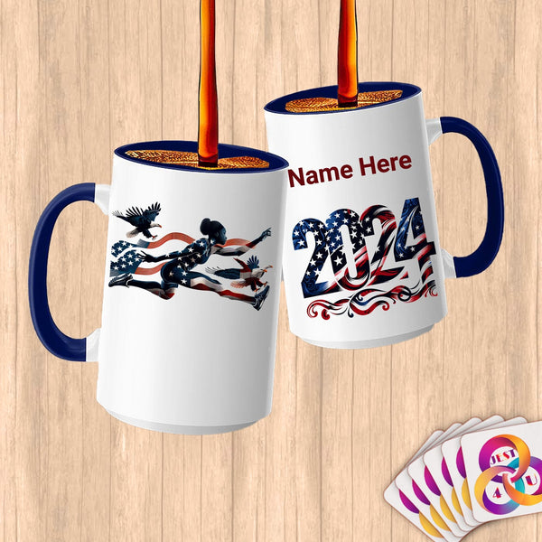 Physical Item 15oz / Blue American Eagle Soars ~Limited Edition 2024 "USA Excellence" ~ Customized Large 15oz Mug