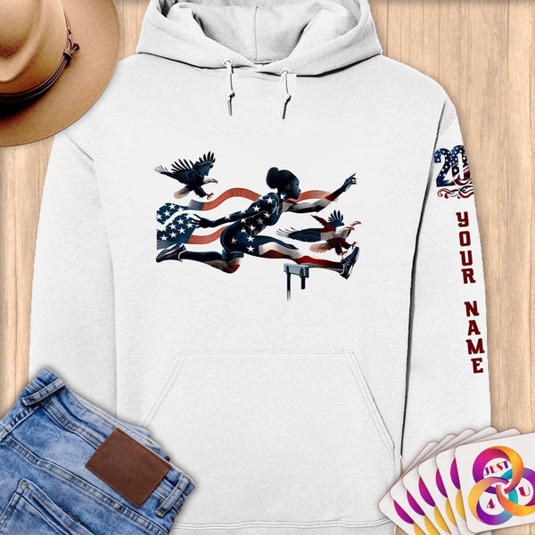 Physical Item S / White American Eagle Soars ~Limited Edition 2024 "USA Excellence" ~ Personalized Premium Hoodie