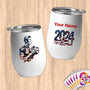 Physical Item 12 oz / White American Eagle Volleyball ~Limited Edition 2024 "USA Excellence" ~ Customizable 12oz Wine Tumbler with Lid