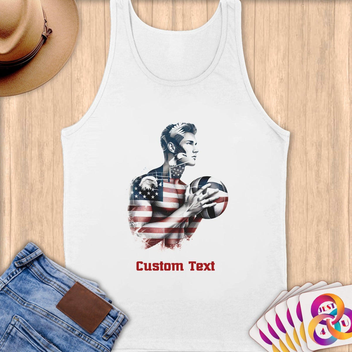 Physical Item S / White American Eagle Volleyball ~Limited Edition 2024 "USA Excellence" ~ Customizable Supersoft Tank Top