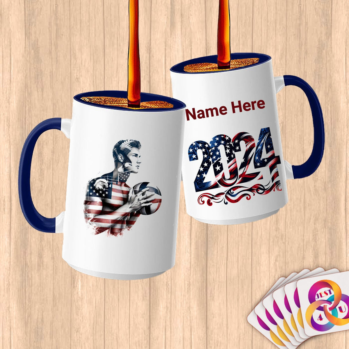 Physical Item 15oz / Blue American Eagle Volleyball ~Limited Edition 2024 "USA Excellence" ~ Customized Large 15oz Mug