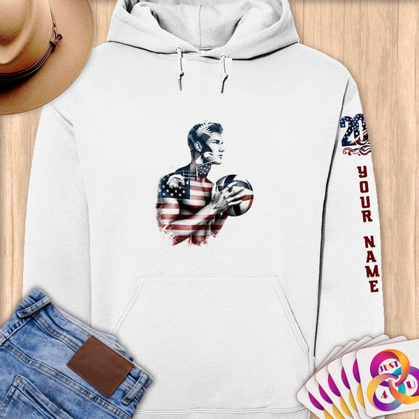 Physical Item S / White American Eagle Volleyball ~Limited Edition 2024 "USA Excellence" ~ Personalized Premium Hoodie