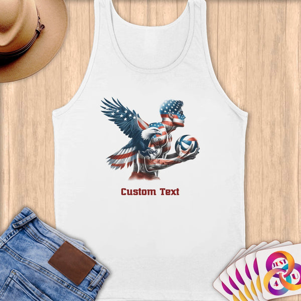 Physical Item S / White American Eagle Volleyball Player~Limited Edition 2024 "USA Excellence" ~ Customizable Supersoft Tank Top