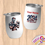 Physical Item 12 oz / White American Flag Boxer ~Limited Edition 2024 "USA Excellence" ~ Customizable 12oz Wine Tumbler with Lid